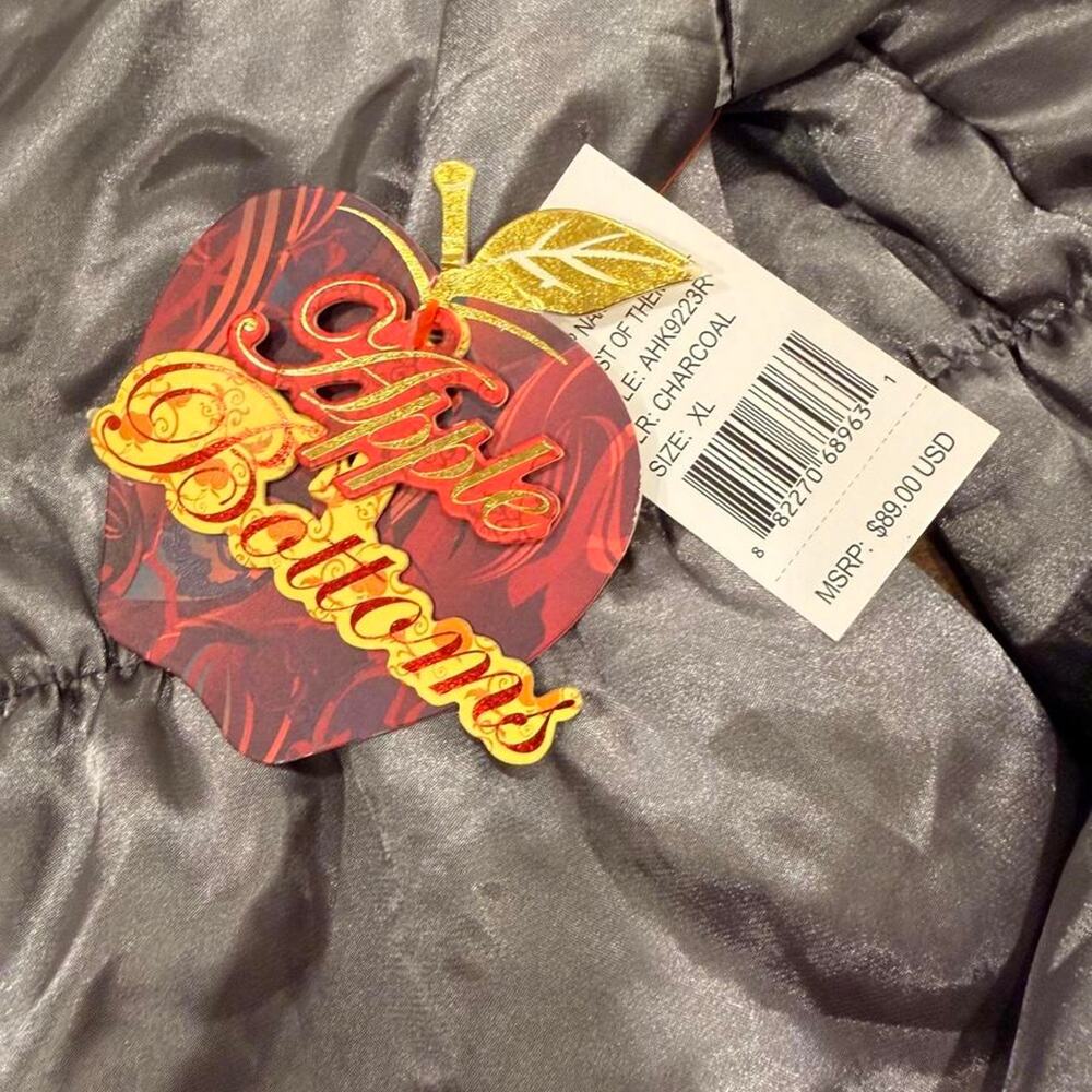 NWT Vintage Apple Bottoms Cropped Puffer Jacket Charcoal Gray Y2K XL - Picture 3 of 6